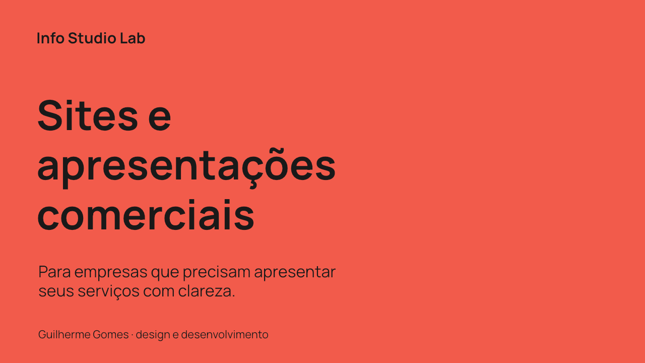 Capa da apresentação comercial do Info Studio Lab