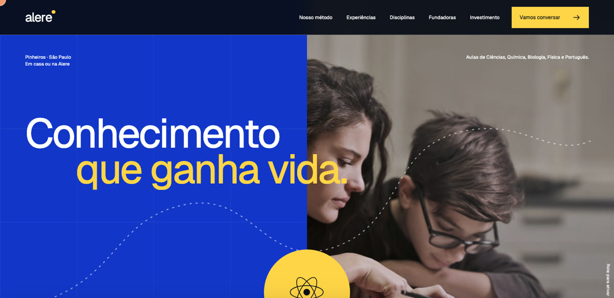 Prévia do site Alere, um exemplo de página para apresentar serviços