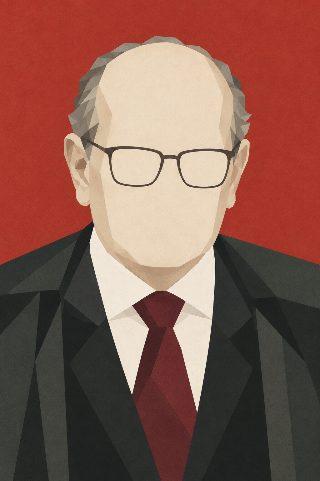 Retrato geométrico sem feições de Gilmar Mendes.